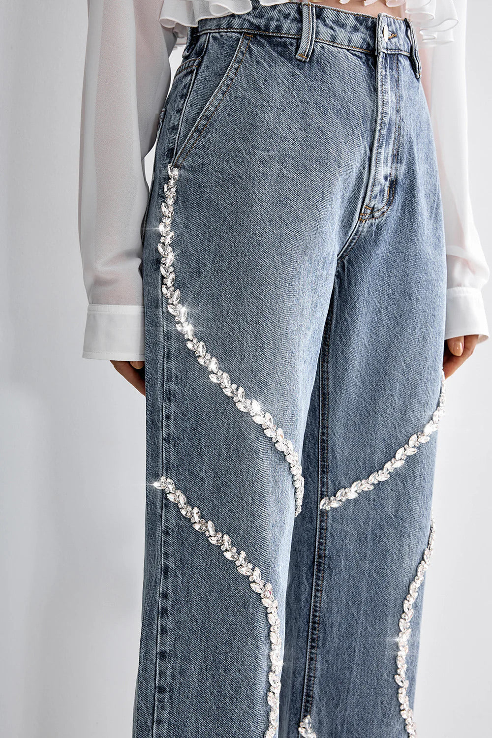 Velora  Embellished Wide Leg Jeans -
