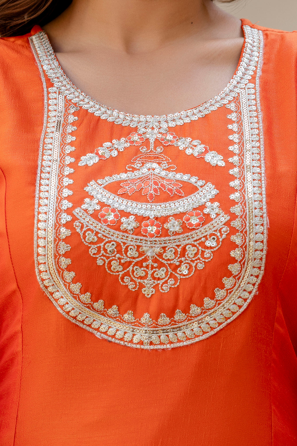 Sunset Radiance Embroidered Suit Set