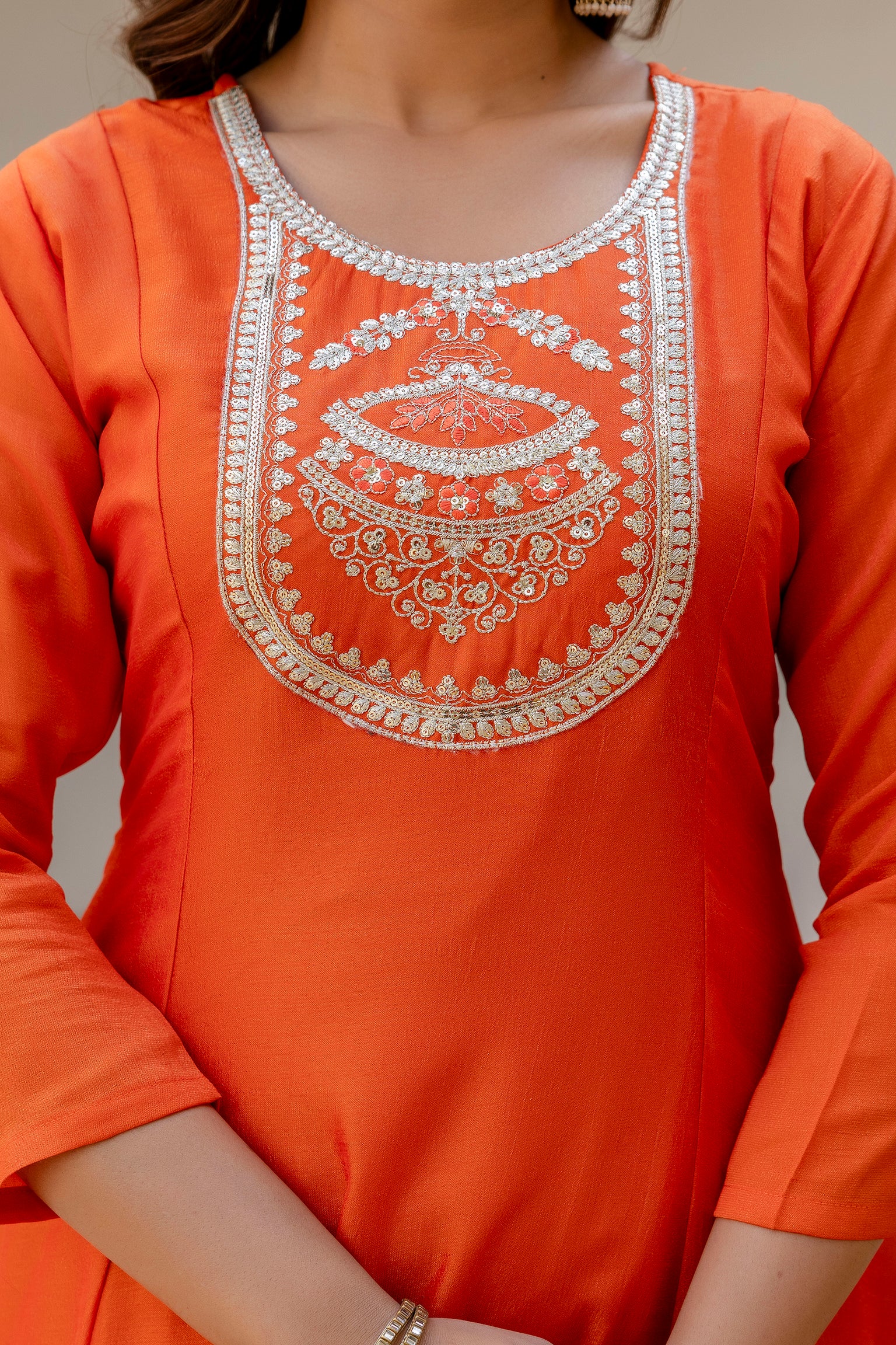 Sunset Radiance Embroidered Suit Set