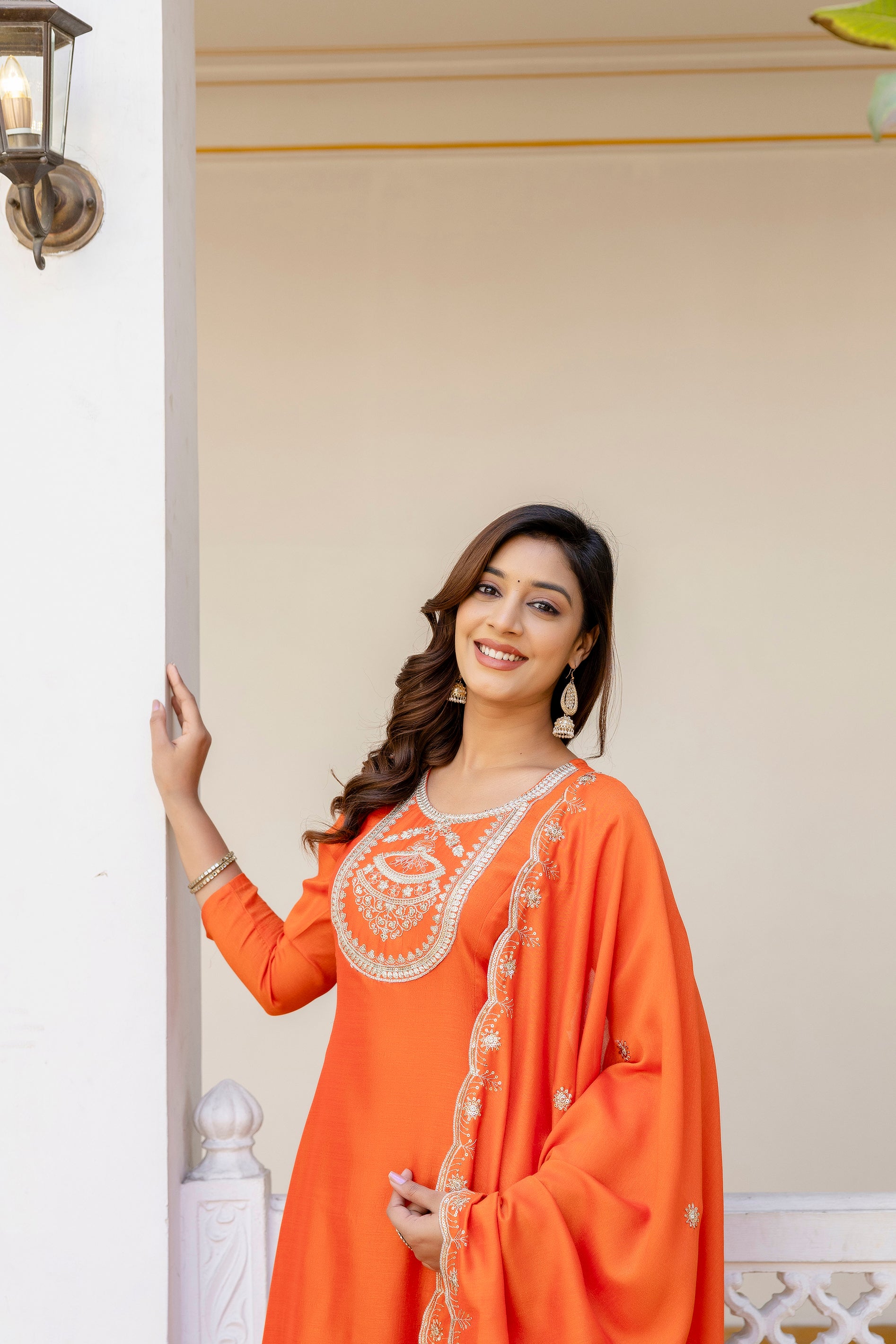 Sunset Radiance Embroidered Suit Set