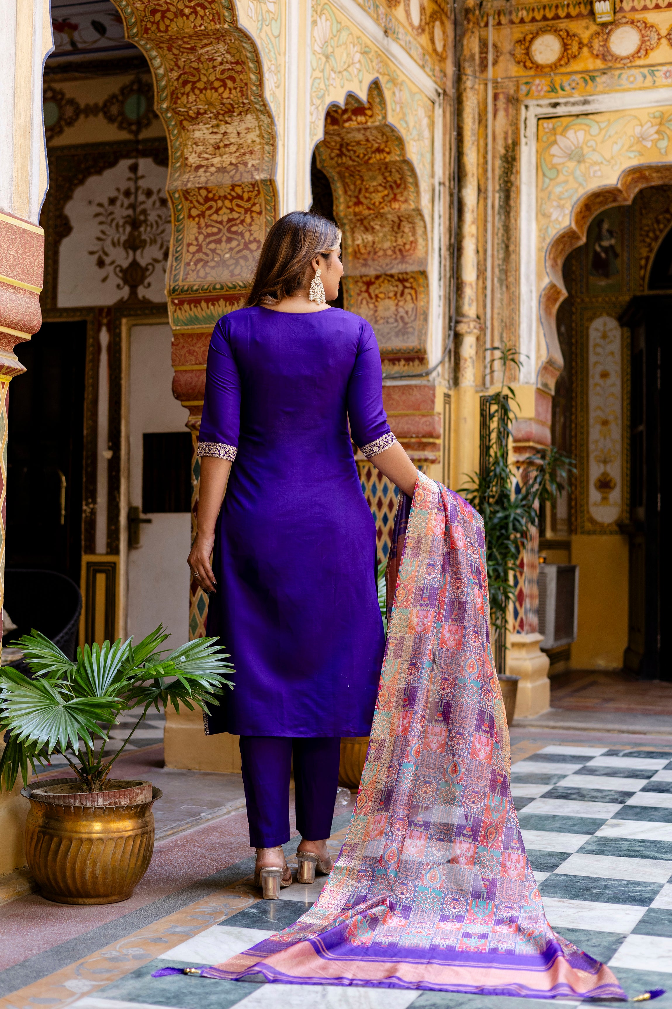 Royal Purple Suit Set with Banarasi Silk Dupatta 👑