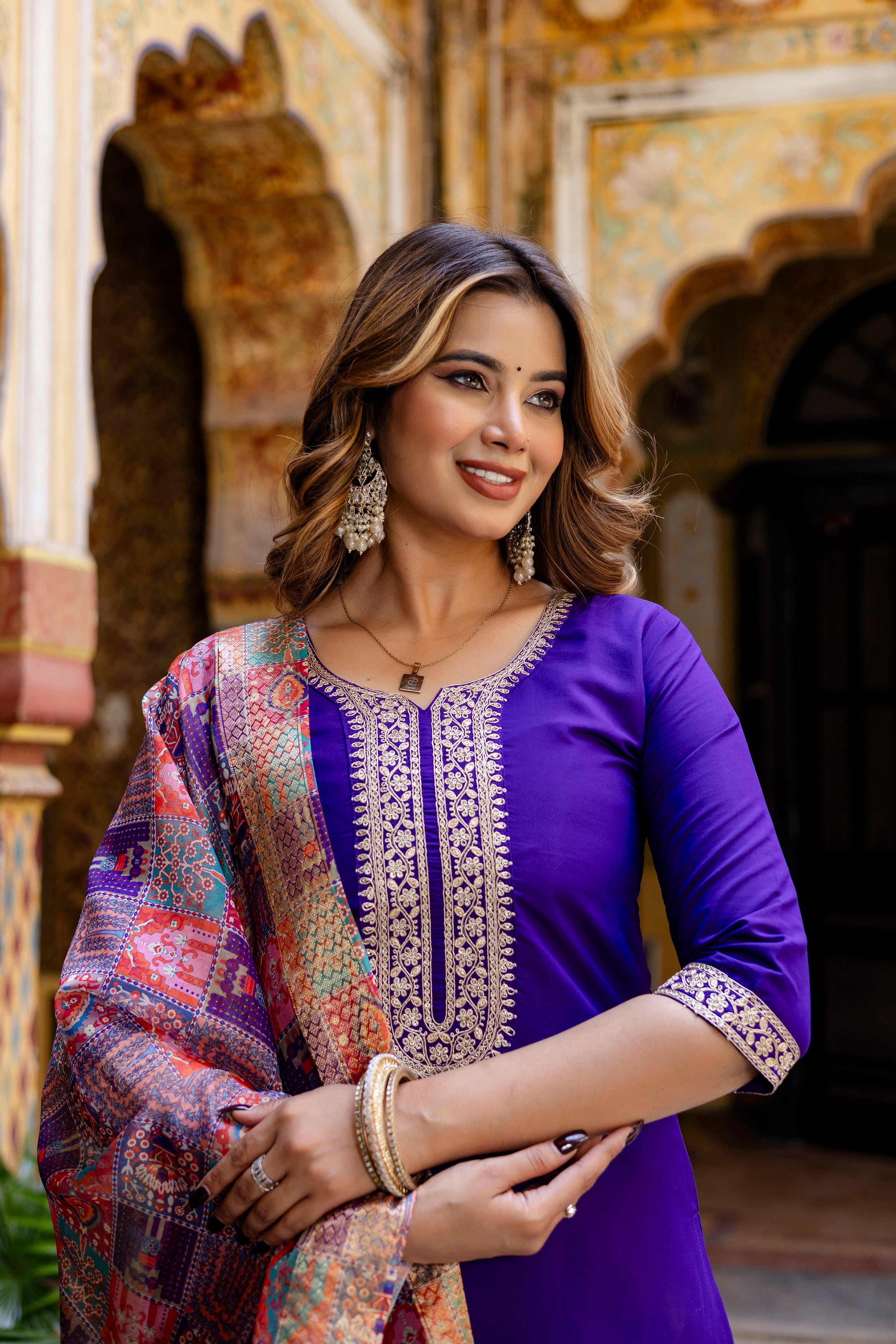 Royal Purple Suit Set with Banarasi Silk Dupatta 👑