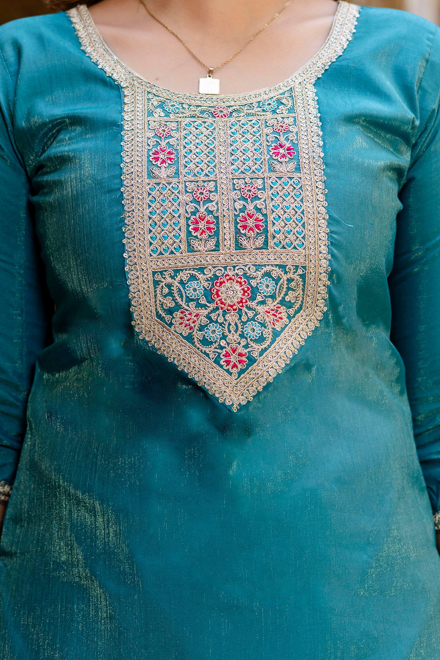 Teal Royalty Kurta Set with Dupatta 🌸