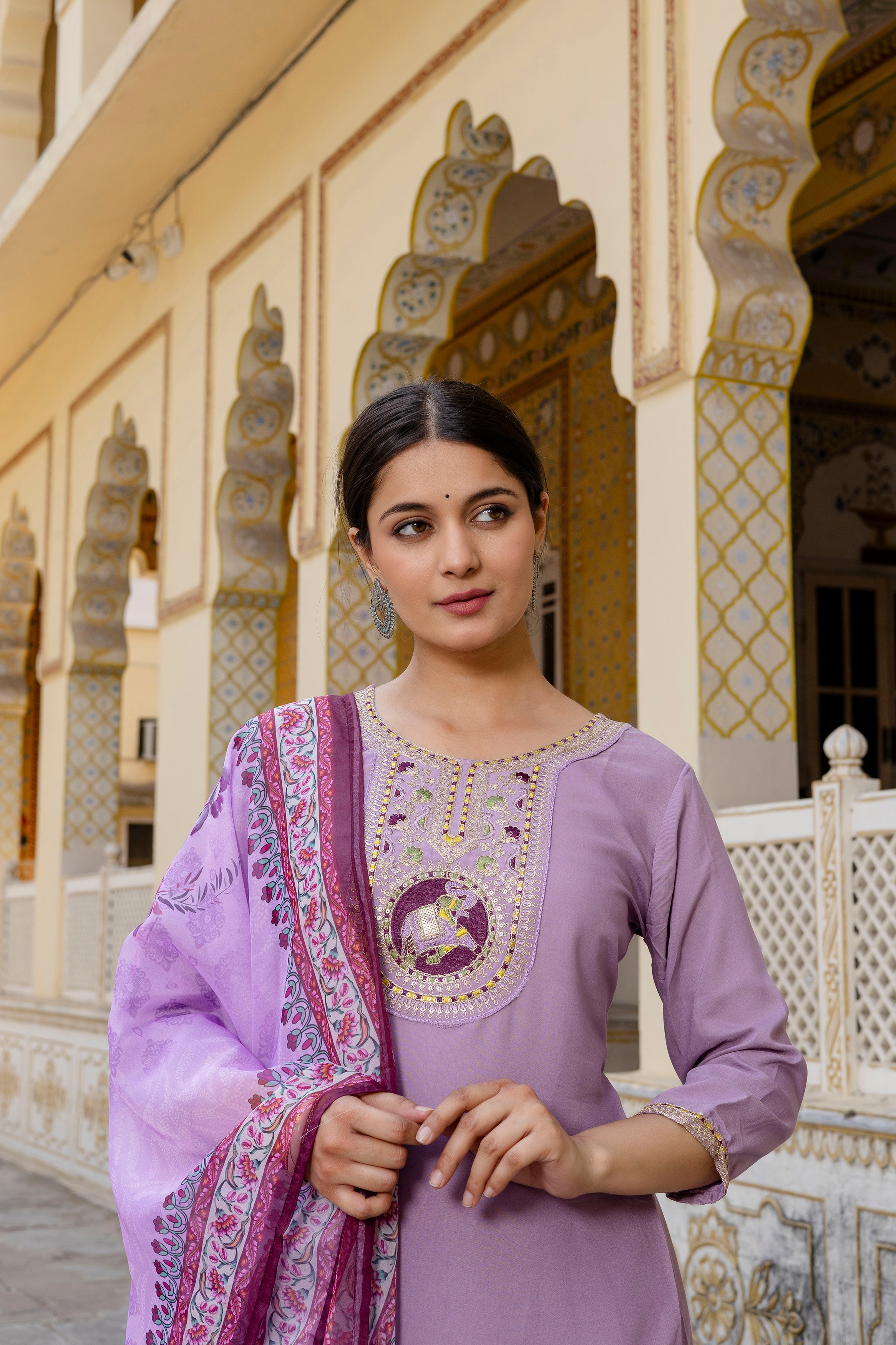 Lavender Heritage Embroidered Suit Set 🌸