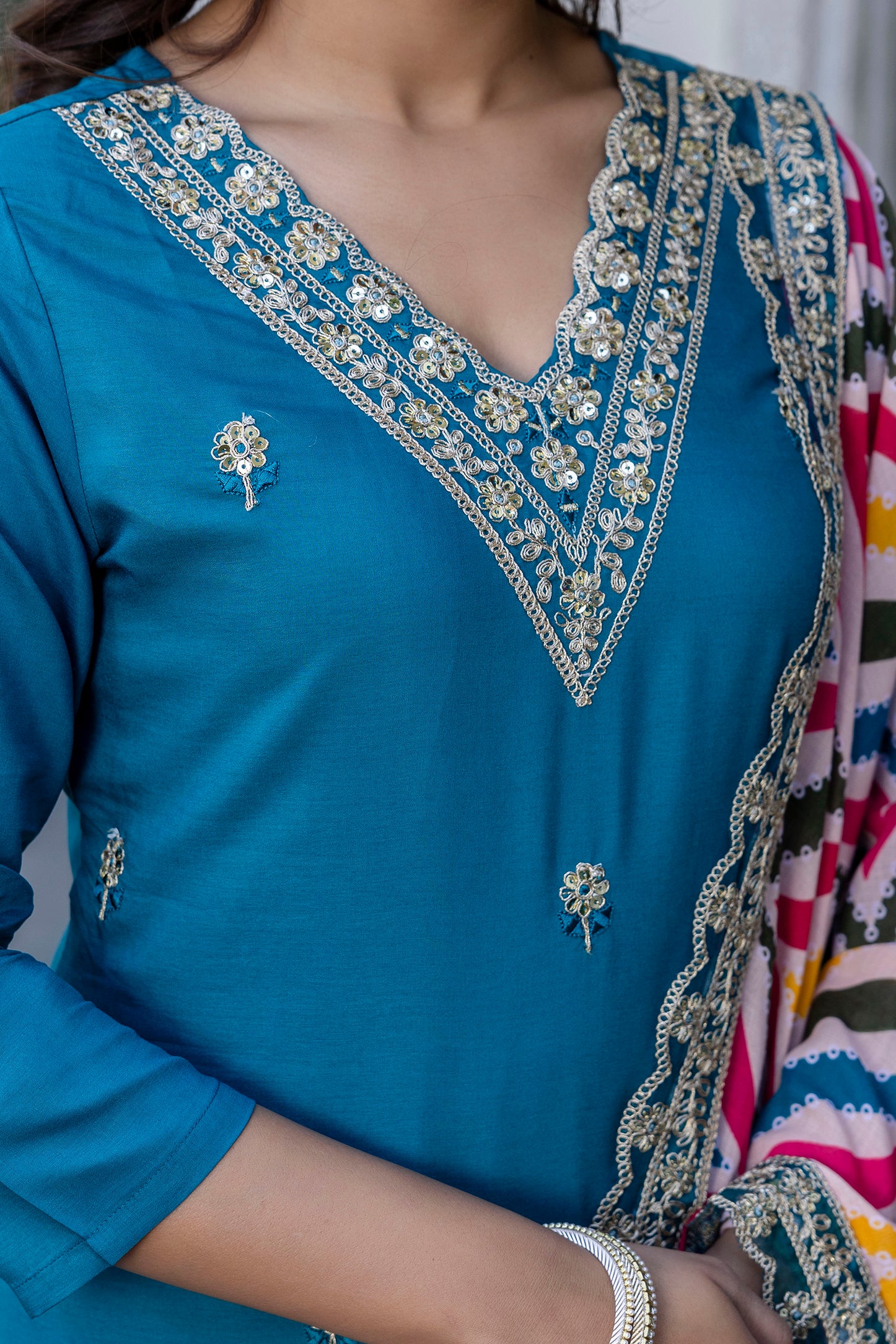 Teal Charm Ethnic Suit Set