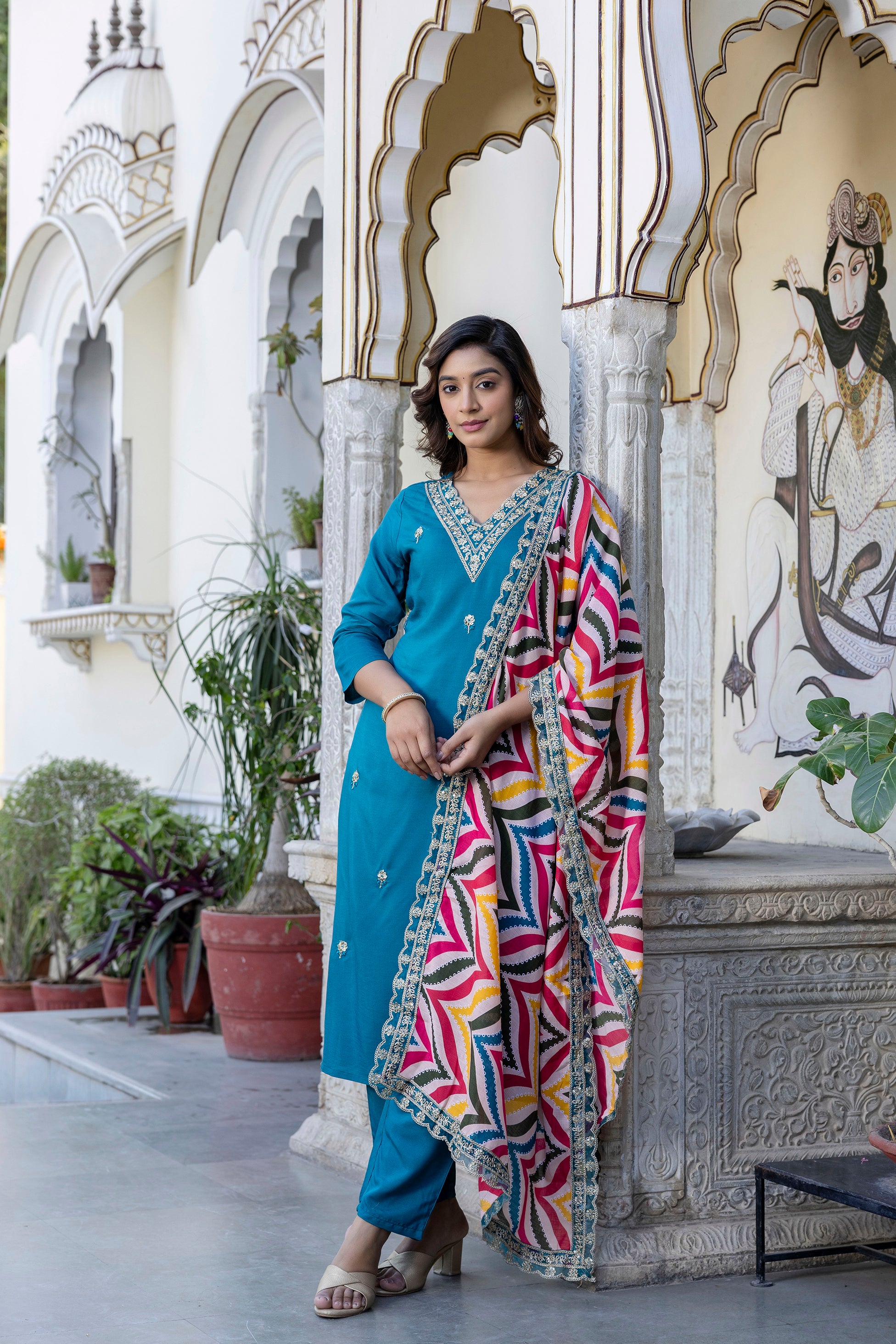 Teal Charm Ethnic Suit Set