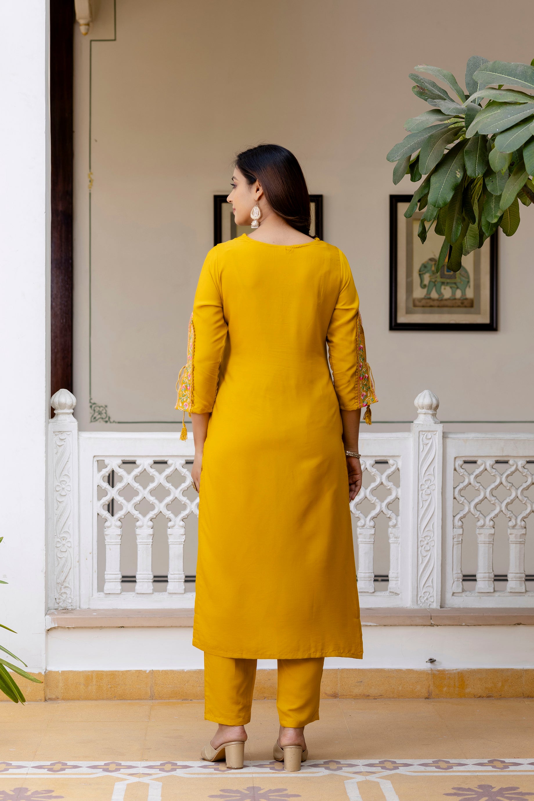Golden Glow Embroidered Suit Set