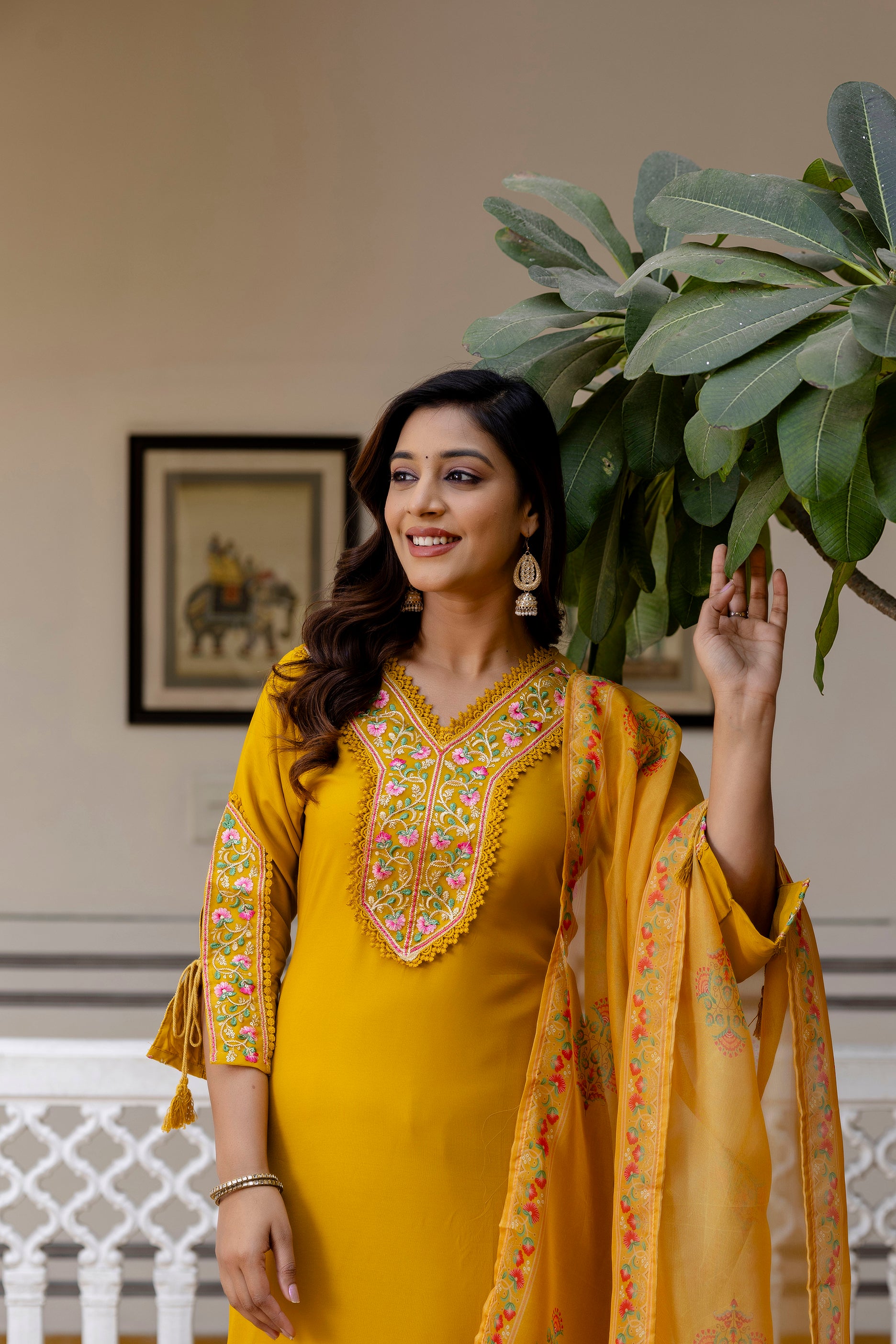 Golden Glow Embroidered Suit Set
