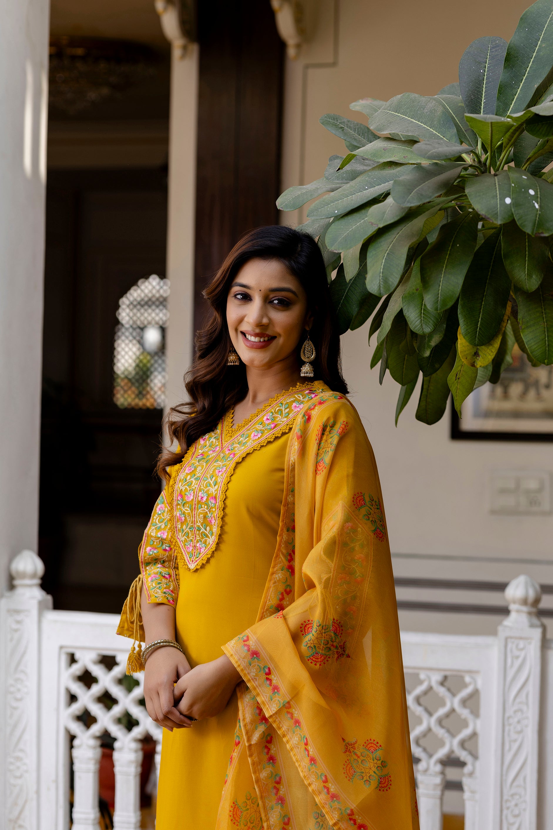 Golden Glow Embroidered Suit Set