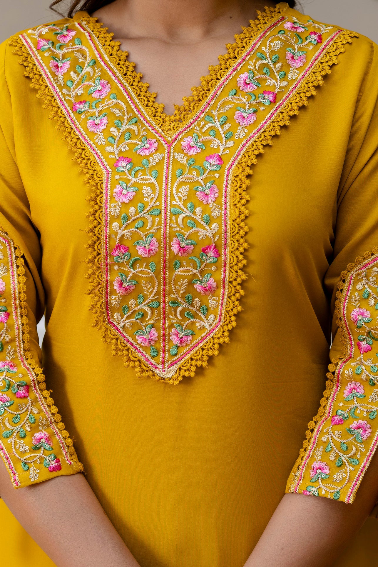 Golden Glow Embroidered Suit Set