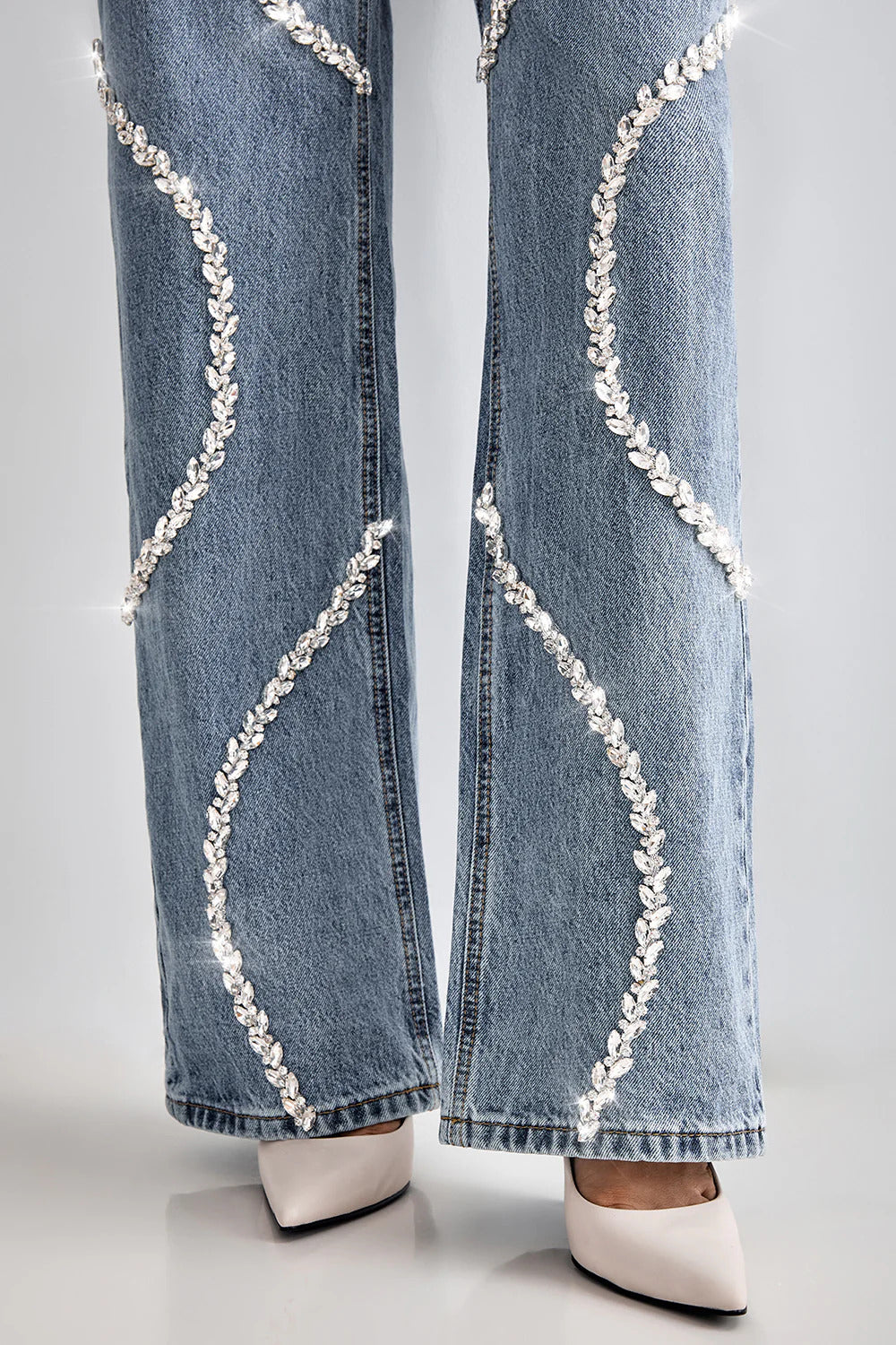 Velora  Embellished Wide Leg Jeans -