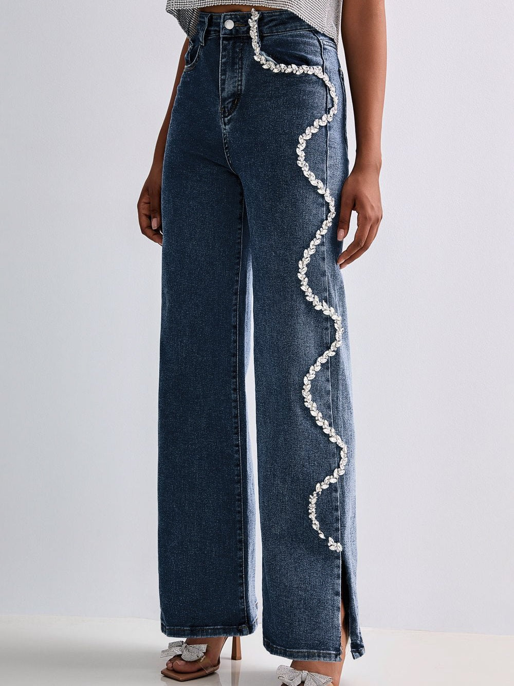 Selene - Embellished Wide Leg Jeans