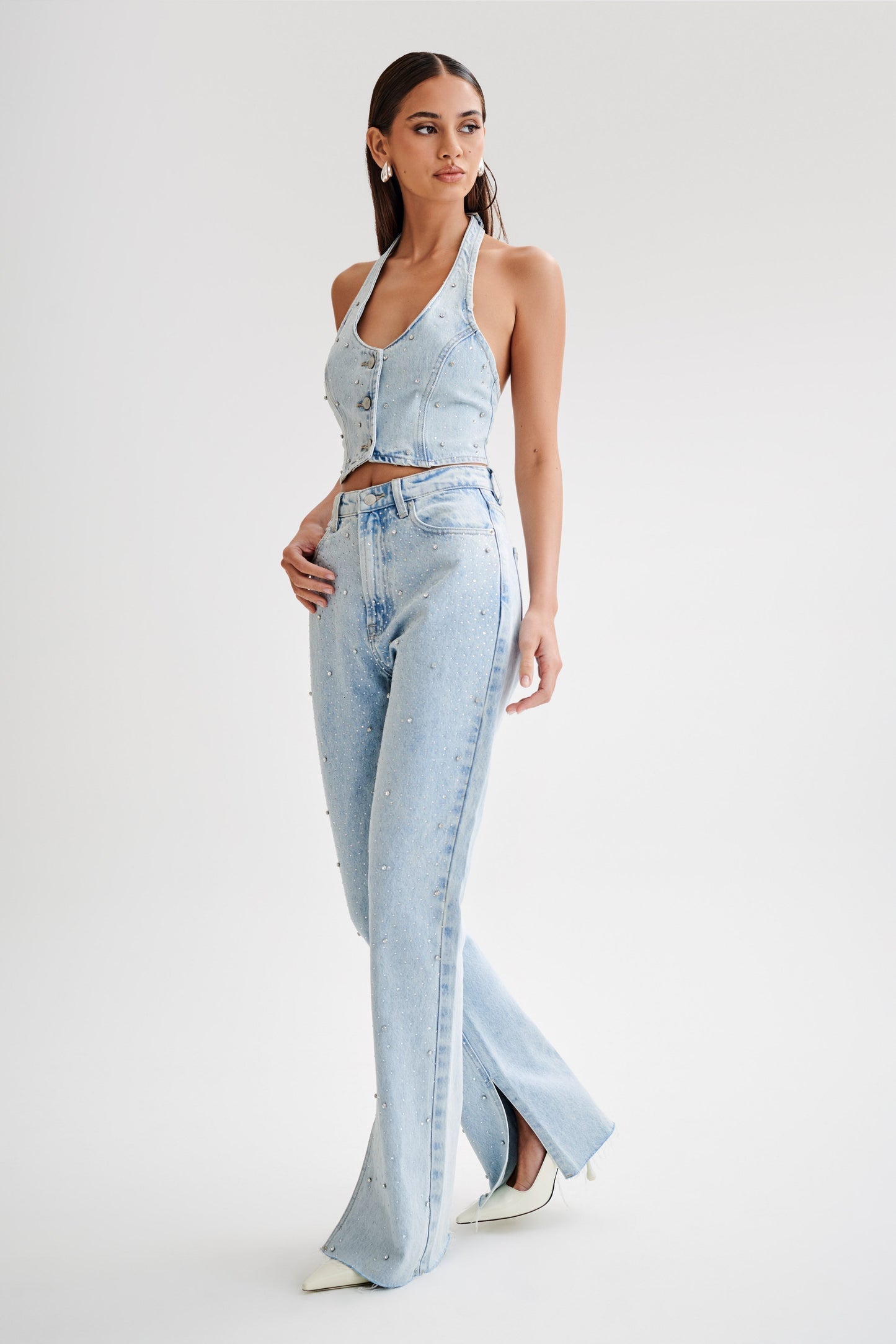 Embellished Wide Leg Jeans