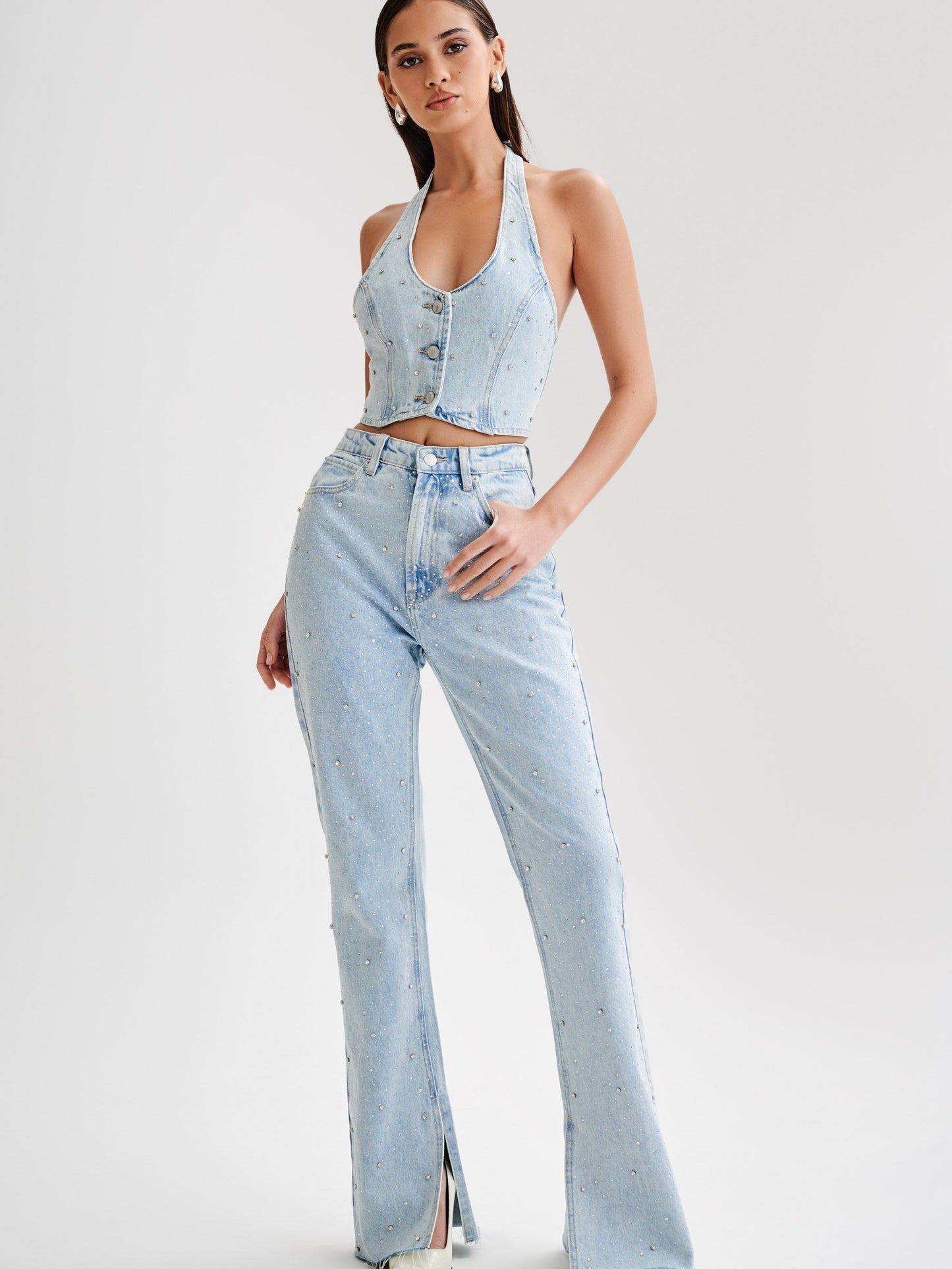 Embellished Wide Leg Jeans