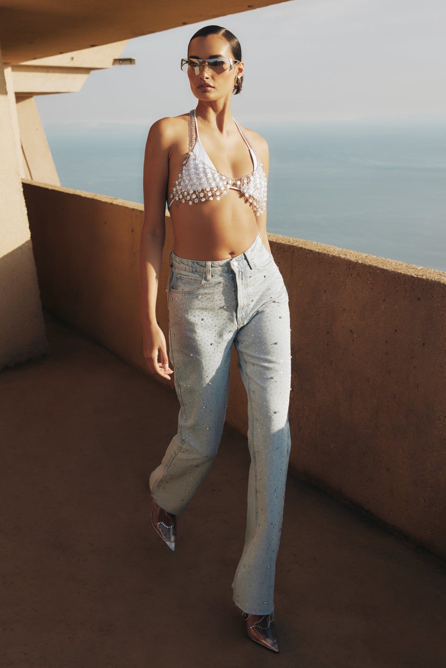 Embellished Wide Leg Jeans