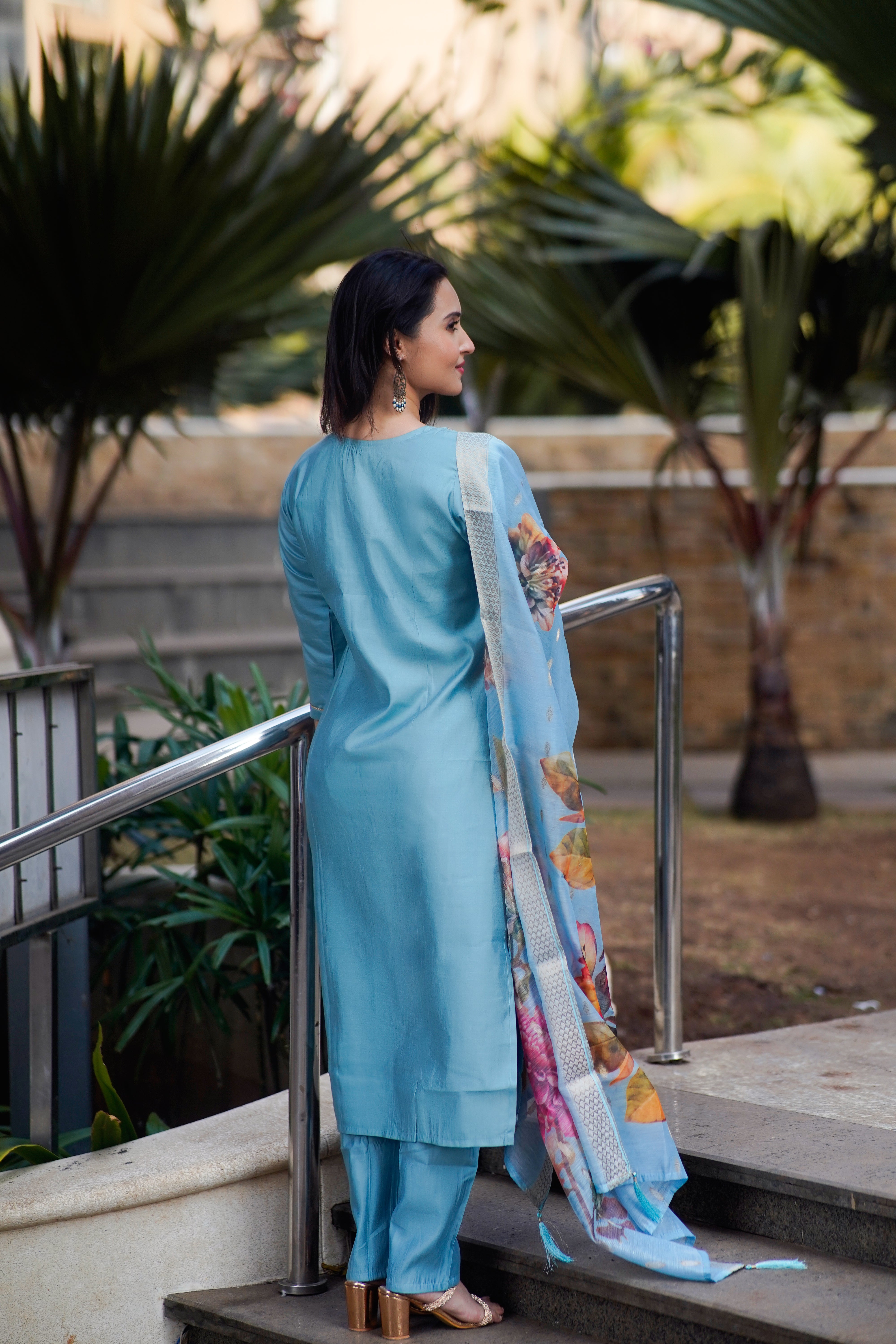 Sky Bloom Embroidered Kurta Set 💙