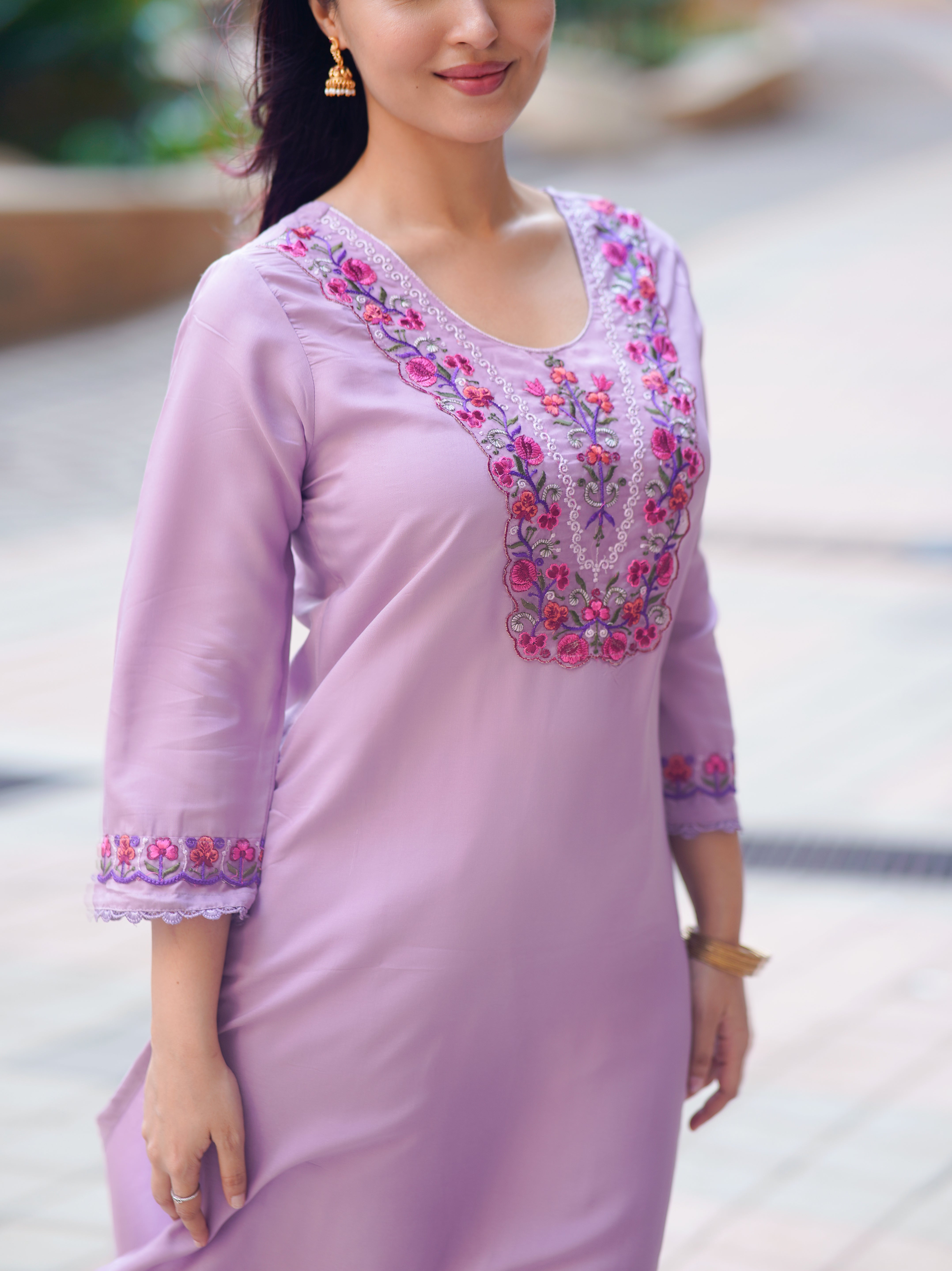 Lavender Bloom Embroidered Cotton Set 💮