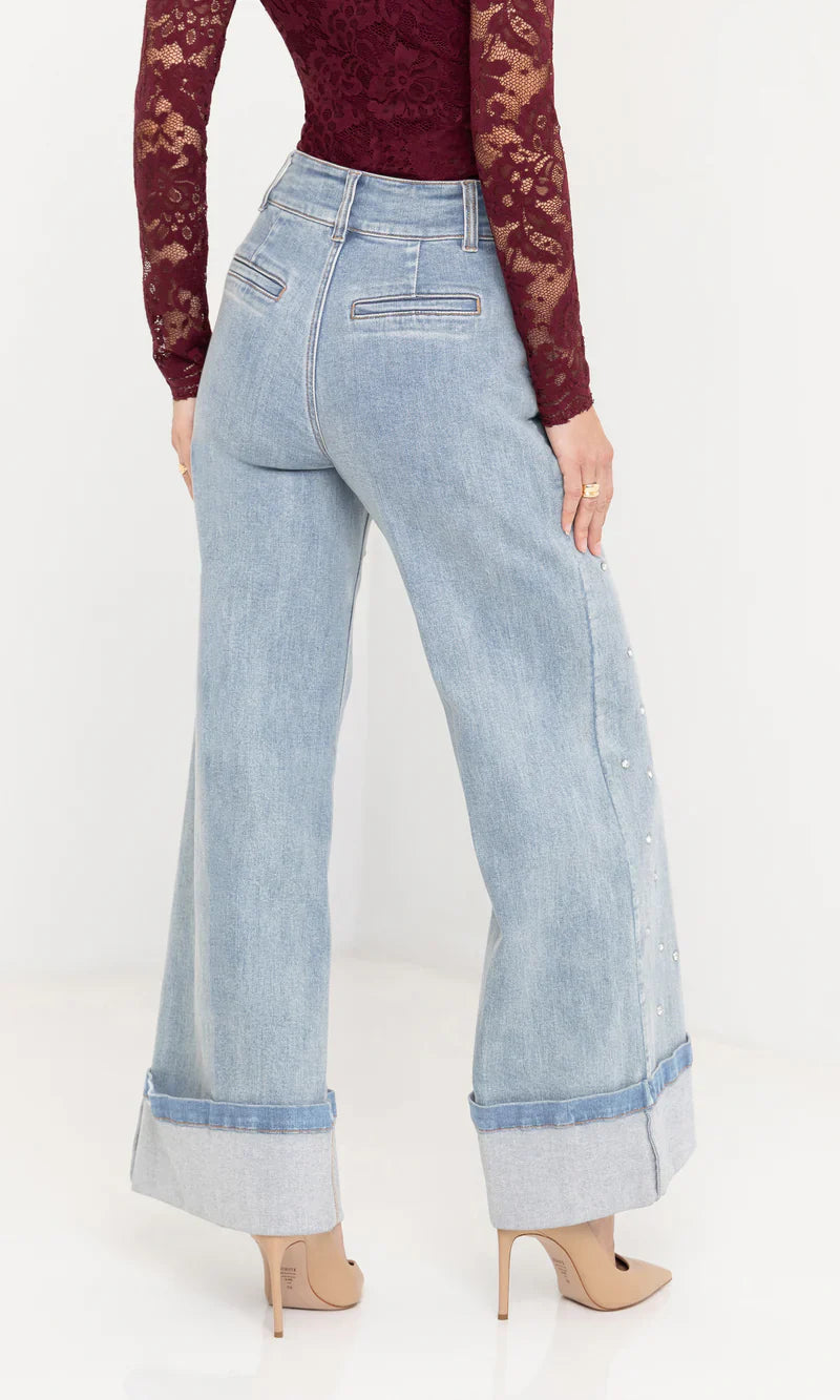Crystal Studded Wide-Leg Jeans ✨
