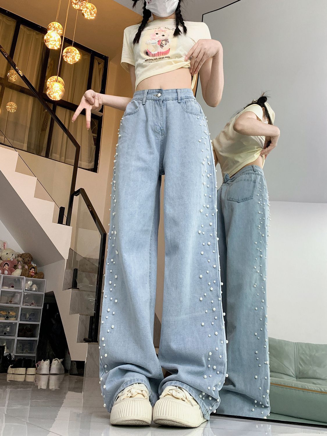 Pearl Pop Wide-Leg Jeans