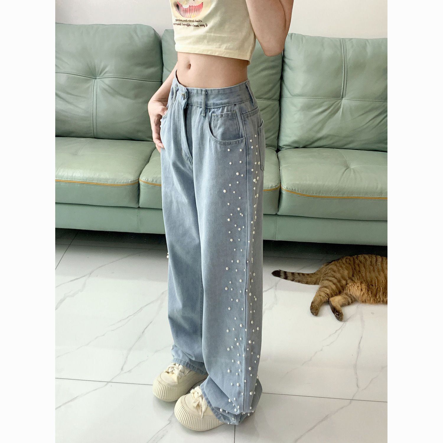 Pearl Pop Wide-Leg Jeans