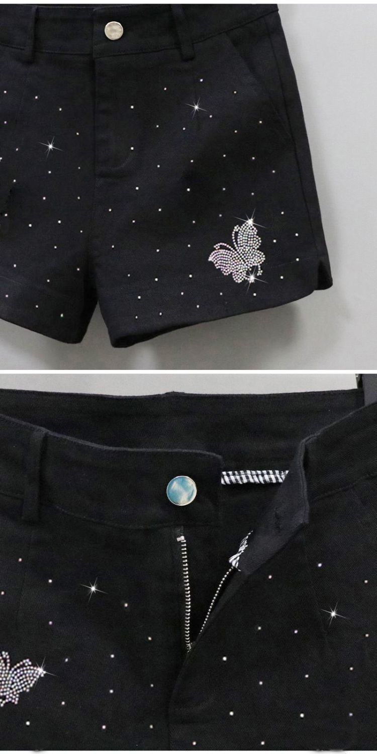 Midnight Butterfly Crystal Shorts 🖤