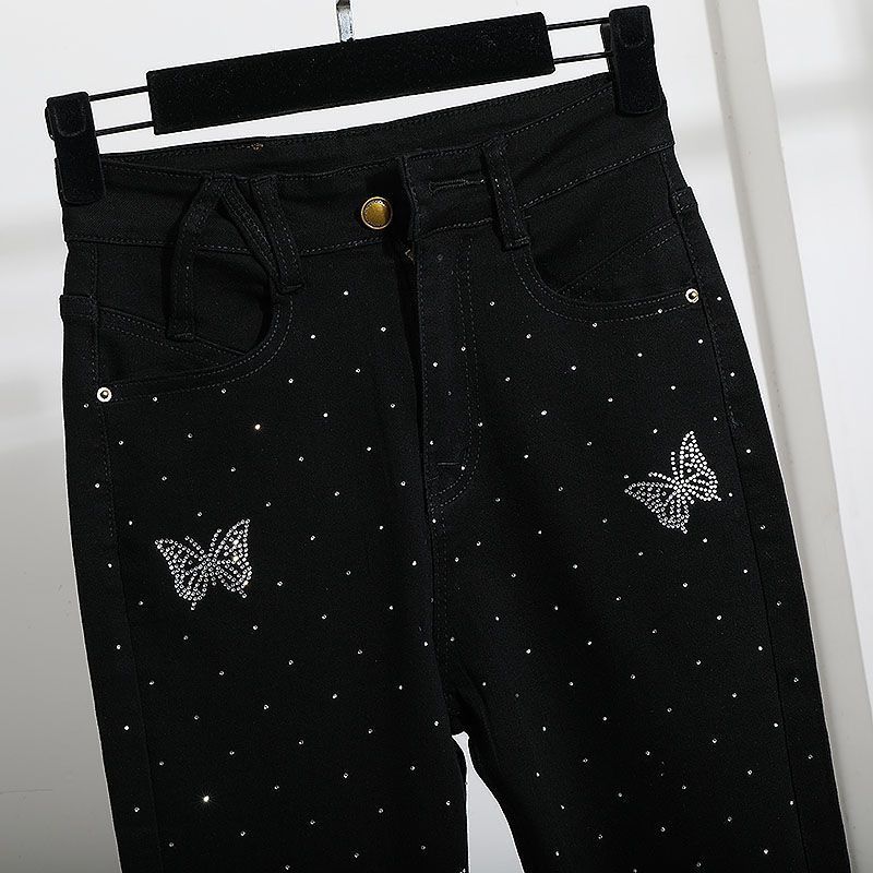 Black Butterfly Crystal Flare Jeans 🖤
