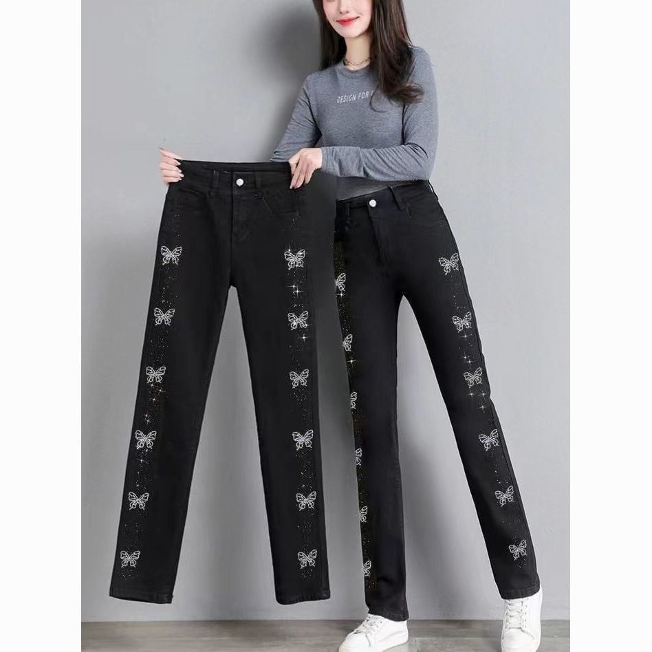 Sparkling Butterfly Embellished Black Jeans 🦋