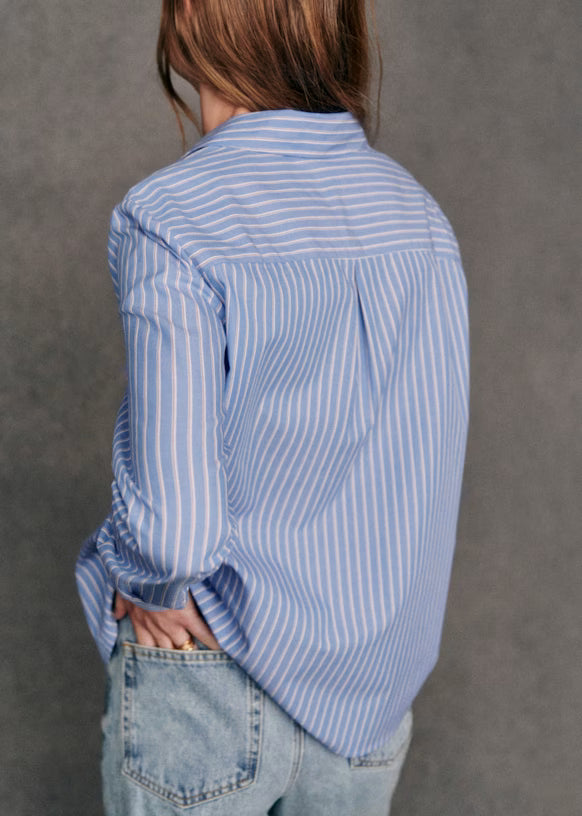 Blue Stripe Poplin Shirt
