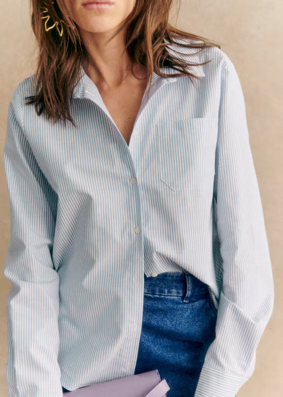 Ivory Stripe Poplin Shirt