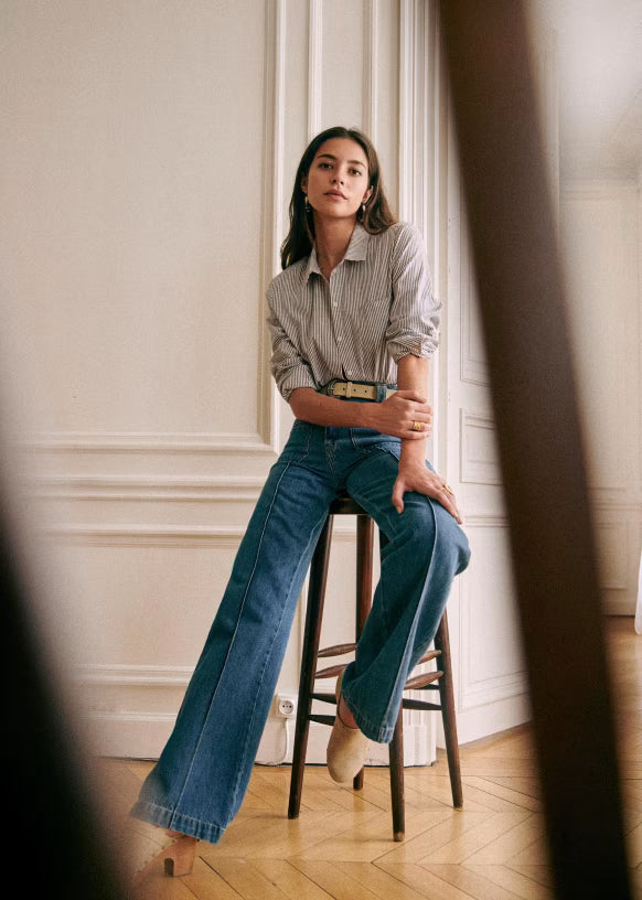 Grey Stripe Cotton Shirt