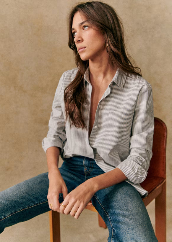 Grey Stripe Cotton Shirt